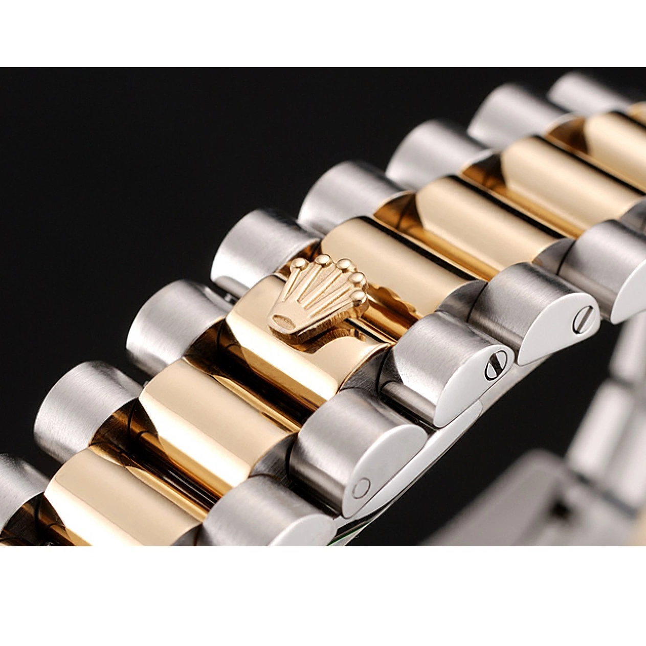 Aaa fake watches Rolex Champagne Case Day-Date Diamond Bracelet Tone Dial 1453974 Stainless Two Gold Swiss Steel 0818
